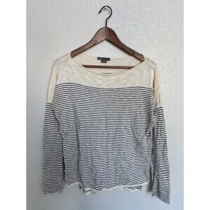 Vince womens striped long sleeve knit xs nautical beachy classic preppy white